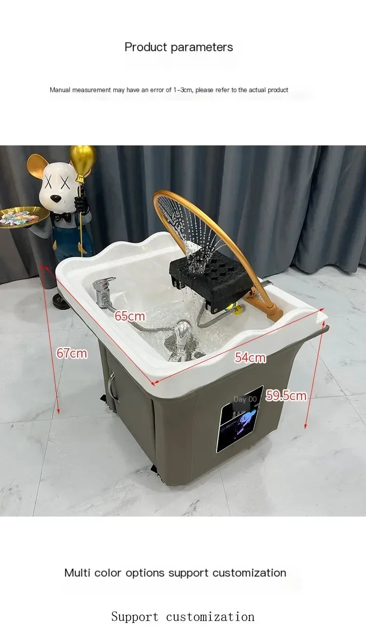 Head Spa Shampoo Chair Hair Salon Portable Small Hair Washing Station Chair Move Therapy Lettino Massaggio Furniture MQ50SC