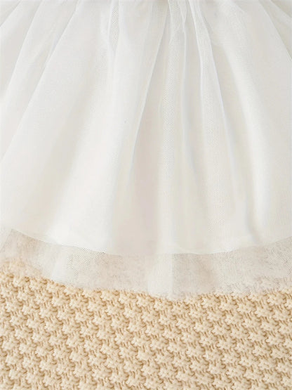 Newborn 2025 Baby Girls Dress Summer Waist Flower Vest Sleeveless Short Top Sweet Girl Lace Mesh Dress