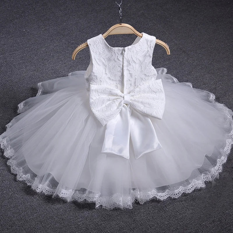 Baby Girl Baptism Dresses Toddler White Lace Flower Tulle Christening 1 Years Birthday Princess Party Dress Newborn Wedding Gown