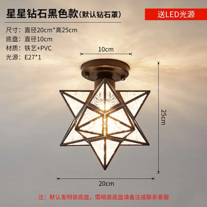 Lamps for Living Room Decor Five-pointed chandelier Modern Balcony Corridor Porch Fashion Network Red Star  Ceiling Light