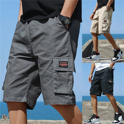 2025 New Summer Men Trend Cargo Shorts Men's Letter Print Pocket Shorts Fashion Casual Straight Shorts Male Ropa Hombre