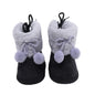Suefunskry Toddler Baby Girls Boys Boots Winter Warm Soft Sole Fluffy Lace up Boots Cute Plush Pom Decoration Non Slip Shoes