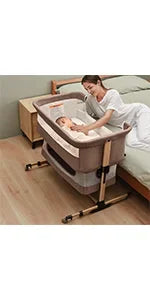 Baby Crib,3 in 1 Baby Bassinet Bedside Crib Adjustable Portable Bed for Infant, Baby Newborn Must Have Bed