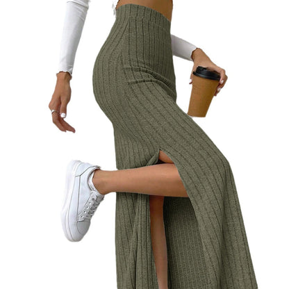 Solid Bodycon Ruched Knitted Long Skirt Women Sexy Black Elastic Elegant High Waist Mermaid Sheath Maxi Skirts Summer Streetwear
