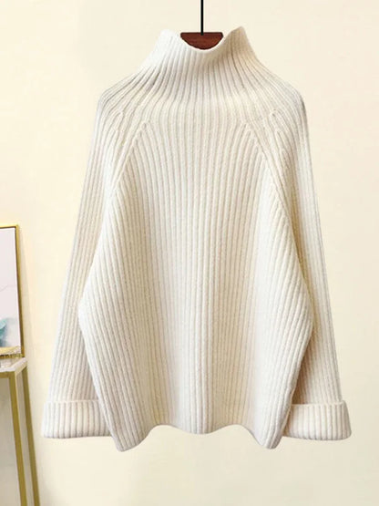 Winter Warm Knit wears Sets For Women Turtleneck Long Sleeve Pullover Sweater+ high Waist Wide Leg Drawstring Knitted Pants Sets