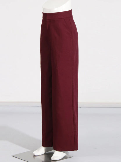 TWOTWINSTYLE Solid Two Piece Set For Women Stand Collar Long Sleeve Tops High Waist Spliced Button Long Pants Fashion Set Female