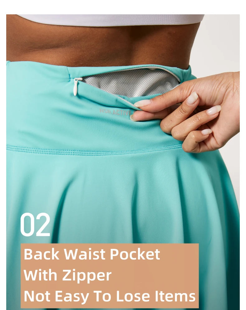 Women Sports Tennis Short Skirts Fitness Gym Leggings Golf Badminton Skort Athletic Running Workout Pleated Skirt With Pocket