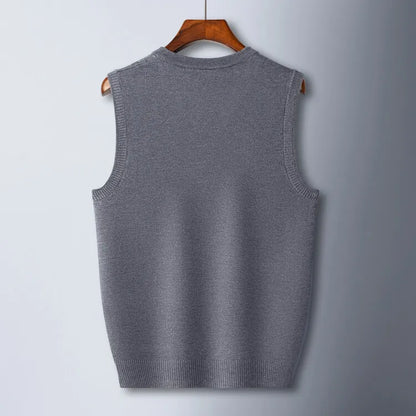 2025 New Trend Men's Business Casual Pullover Wear Warm Sleeveless Wool Knitted Sweater Vest Tops