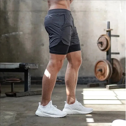 Summer Shorts for Men 2 in 1 Athletic Gym Workout Running Performance Shorts Print with Phone Pocket Quick Dry Breathable shorts