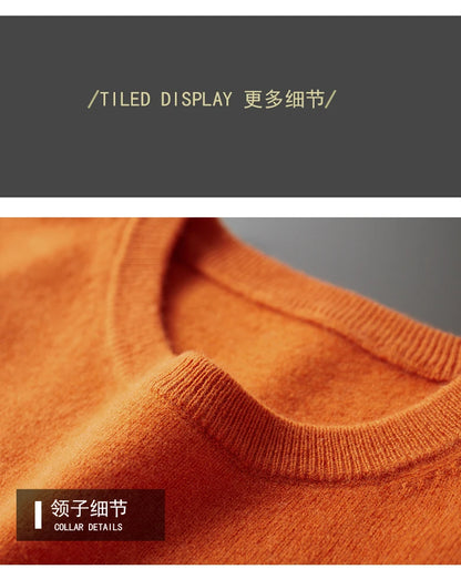100% merino cashmere sweater men's round neck pullover business casual fashion top knitted loose men's Jacket
