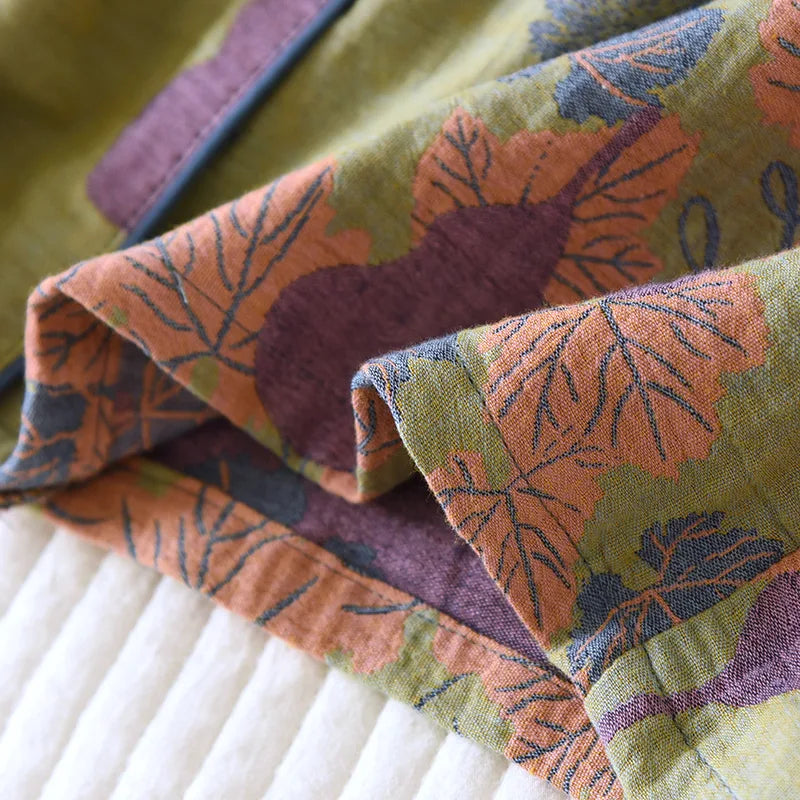 Japanese Spring and Autumn New Women's Pajama Set 100% Cotton Vintage Long Sleeved Pants Two Piece Set for Home Furnishings