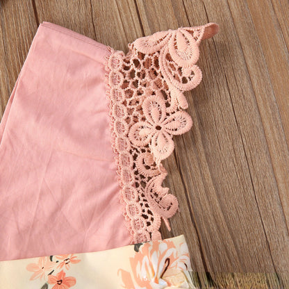 Children's Clothing New 2-piece Red Flower Baby Clothing Newborn Girl Lace Dress Princess Skirt Clothing 0-24M Princess Dress