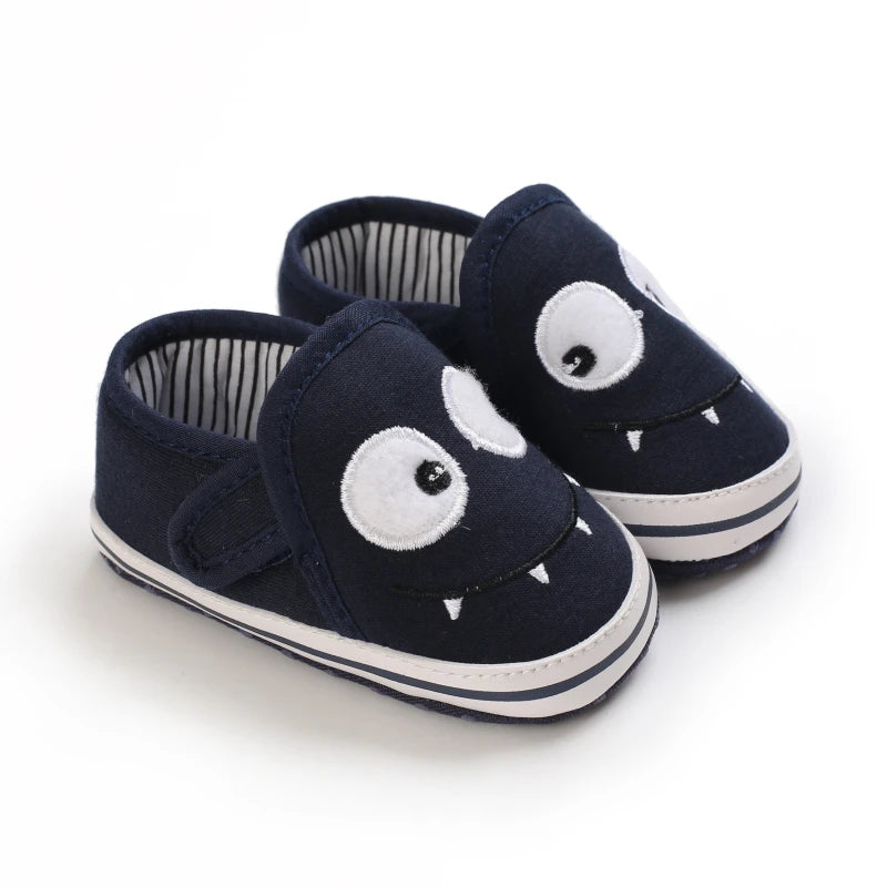 Lucky Blue Newborn Infant Toddler Boy Girl Casual Breathable Soft Cloth Bottom  Anti-slip PU Leather First Walkers Canvas Shoes