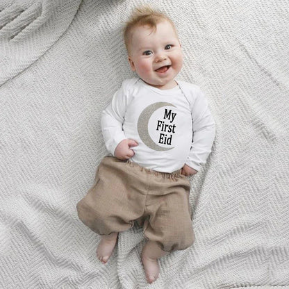 Baby's First Eid Bodysuit My First Eid Toddler Outfit Ramadan New Born Long Sleeve Romper Child Boy Girl Ramadan Clothes