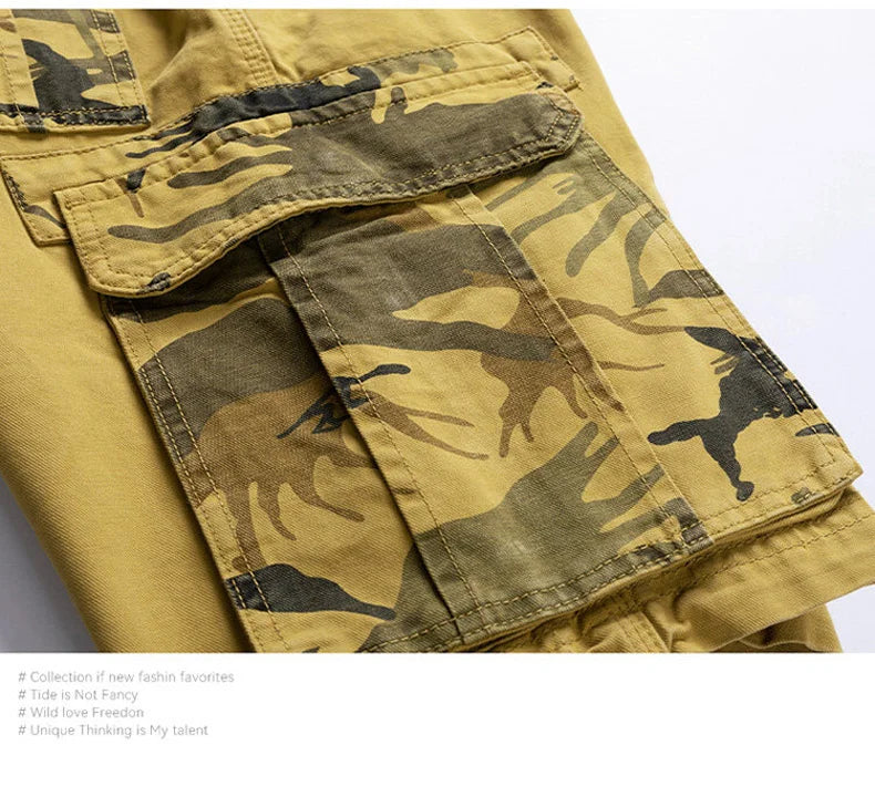 New Summer Men Cargo Camouflage Shorts Men's Cotton Beach Multi Pocket Shorts Man Spring Casual Joggers Shorts Male