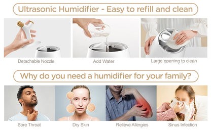 SEJOY Humidifiers for Large Room 5L Ultrasonic Cool Mist Humidifier for Bedroom Ultra Quiet Top Fill Air Humidifier for Baby