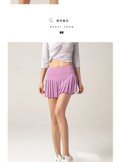 Women Tennis Skirt High Waisted Pleated Running Yoga Skirt Tennis Shorts Breathable Pleated Volleyball Shorts Hiking Shorts