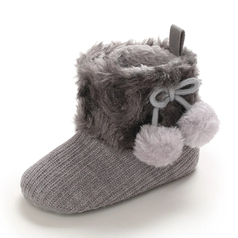 Autumn and Winter Baby Plush Thick Warm Cotton Shoes 0-18 Months Soft Soled Comfortable Non Slip Boots