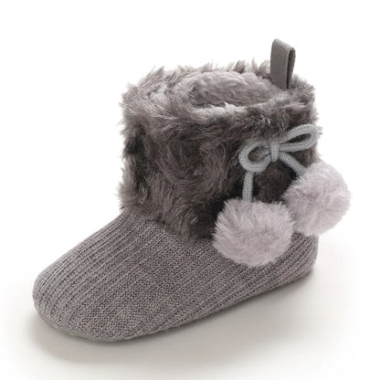 Autumn and Winter Baby Plush Thick Warm Cotton Shoes 0-18 Months Soft Soled Comfortable Non Slip Boots
