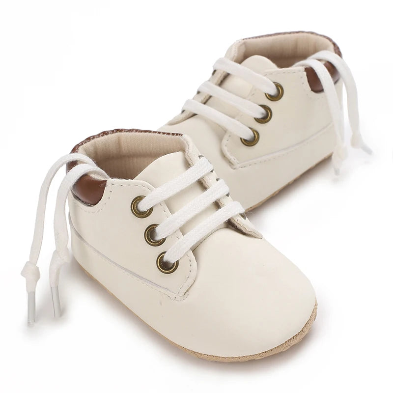 Fashionable 0-18M Boys and Girls' Shoes Classic Solid Color Leather Bottom Anti slip Preschool First Step Casual Sports Shoes
