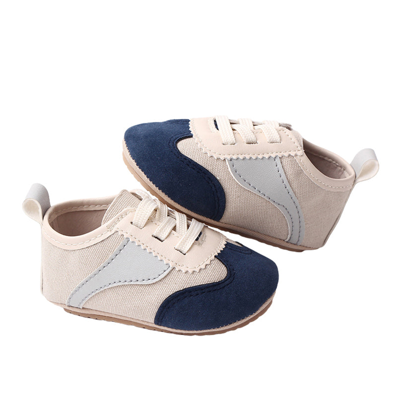 Infant Baby Girls Boys Canvas Shoes First Walkers Shoes Non-slip Contrast Color Sneakers Tie-up Newborn Sport Shoes