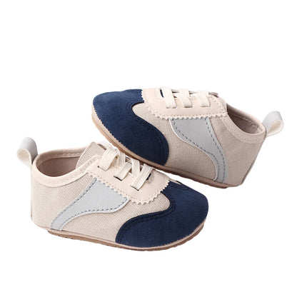 Infant Baby Girls Boys Canvas Shoes First Walkers Shoes Non-slip Contrast Color Sneakers Tie-up Newborn Sport Shoes