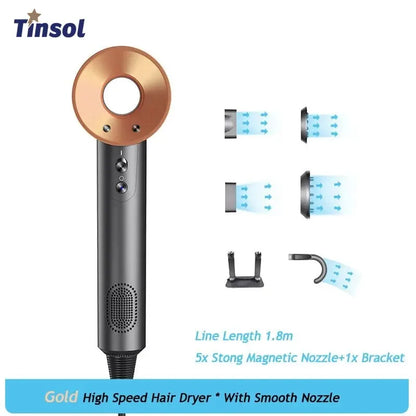 Professional Leafless Hair Dryer Negative Ion Quick Drying Home Powerful 5 Attachment Constant Anion Electric Hair Dryer