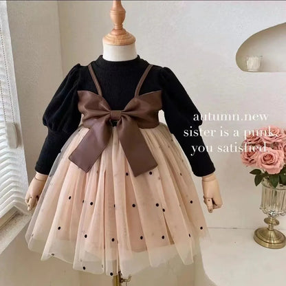 Children's clothing Baby girl Delicate Big Bow Birthday Party Dress Suitable fit 1-3 Year Baby Spring and autumn Fashion Dress