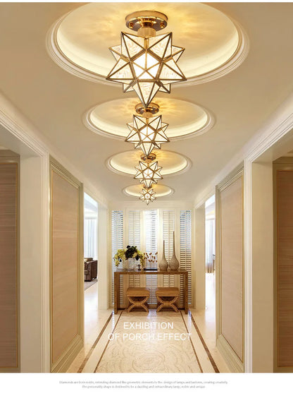 Lamps for Living Room Decor Five-pointed chandelier Modern Balcony Corridor Porch Fashion Network Red Star  Ceiling Light