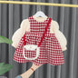 Toddler Baby Girls Dress Autumn  Winter Kids Red Christmas New Year Plush Warm Dress Infant Clothing Set Top+ skirt For 1-4 Years
