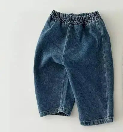 2025 Autumn New Baby Loose Denim Trousers Infant Toddler Casual Pants Fashion Boys Girls Versatile Pocket Jeans Kids Clothes
