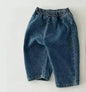 2025 Autumn New Baby Loose Denim Trousers Infant Toddler Casual Pants Fashion Boys Girls Versatile Pocket Jeans Kids Clothes