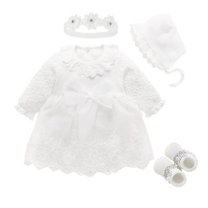 New Born Baby Girl Dress Clothes Christening Dress Classic Infant Baptism Wedding Tulle Dress for Spring Summer 0 3 6 Months