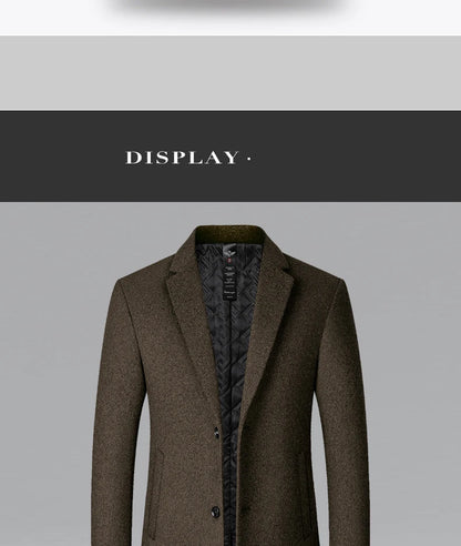 BROWON Brand Trench Coat Men Autumn and Winter New Solid Color Long Woolen Coat for Men Business Casual Windbreaker Men Clothing