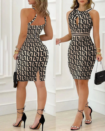 New Sexy Women Black Rhinestone Decor Sleeveless Party Dress Elegant Halter Bodycon Mini Skinny Dress