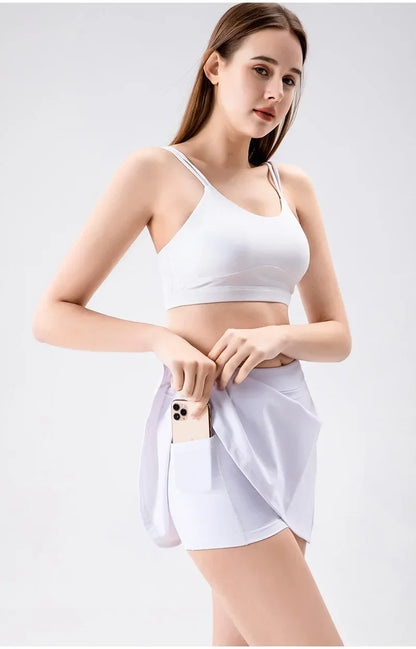 2025 Women Side Slit Sports Skirts Badminton Tennis Workout Skirt Golf Running Skirt Quick Drying Yoga Fitness Skirt Shorts