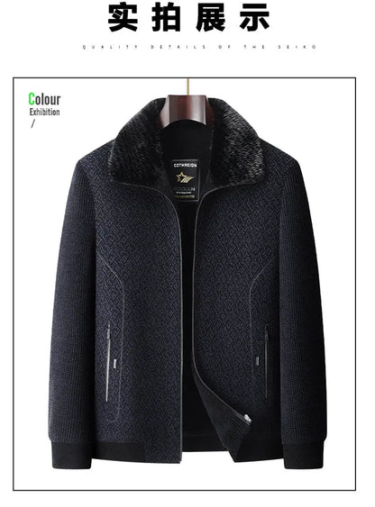 High Quality Winter Woolen Jacket for Men Versatile Brand Casual Business Cotton Trench Coat Add Velvet Keep Warm Overcoat Tops