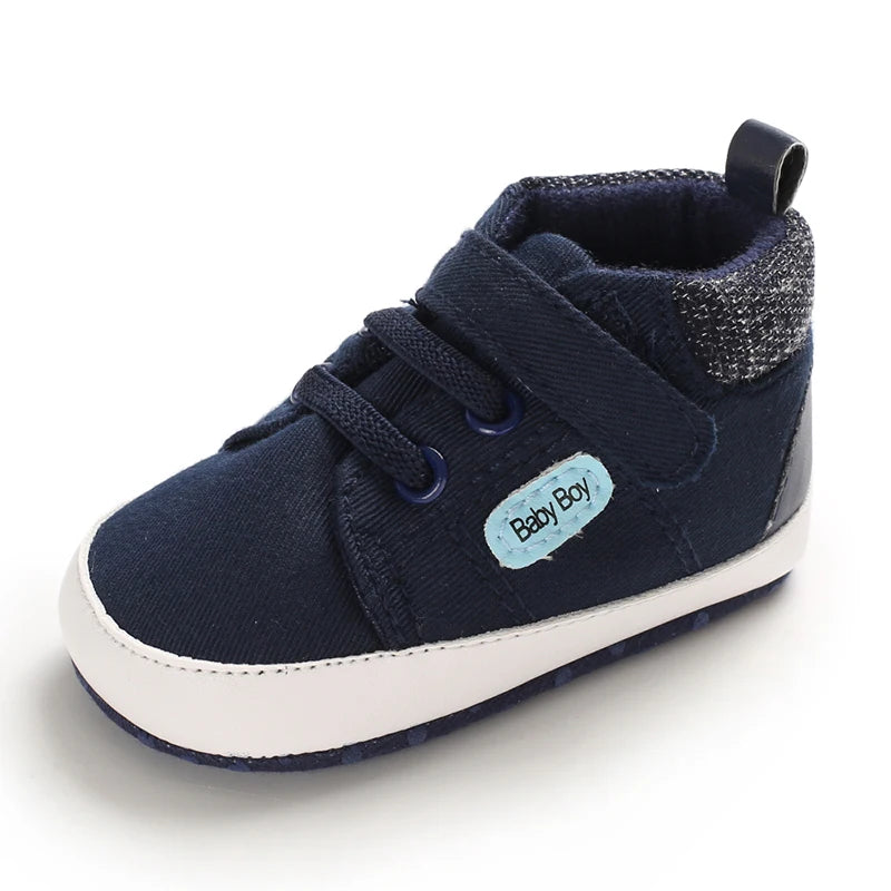 Lucky Blue Newborn Infant Toddler Boy Girl Casual Breathable Soft Cloth Bottom  Anti-slip PU Leather First Walkers Canvas Shoes