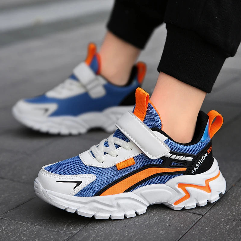 Lightweight Children's Black Sneakers Breathable Mesh for Boys School Casual Walking Shoes Non slip Sport Kids Girl Running Shoe