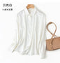 Tajiyane Women's 93% Mulberry Silk 7% Spandex 19 momme satin Silk Buttons long sleeve shirt Top Blouse office work chemise femme