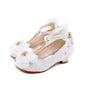 Children's Leather Shoes Girls High Heels White Princess Shoes Spring Autumn Kids Crystal Bow Party Student Performance Shoes