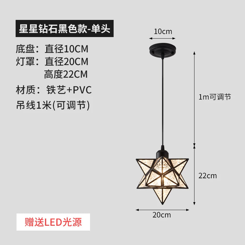 Lamps for Living Room Decor Five-pointed chandelier Modern Balcony Corridor Porch Fashion Network Red Star  Ceiling Light