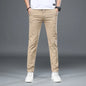 KUBRO Korean Style Cotton Soft Elastic Slim Straight Trousers Summer Thin Office Fashion Versatile Men's Business Casual Pants