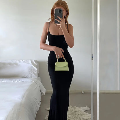 Women's Casual Lounge Slip Long Dress Sexy Sleeveless Backless Bodycon Maxi Dresses Summer Slim Elegant Sexy Outfits Ladies