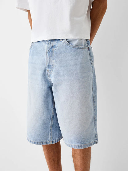 Men Denim Shorts Zipper Button Closure Summer Casual Shorts with Pockets Male Trendy Fashion Short Jeans for Streetwear Y2K 00s