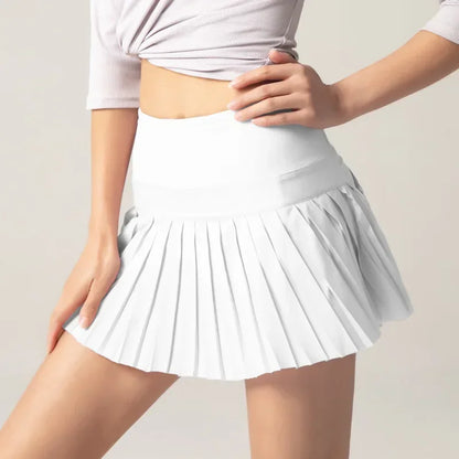 Women Tennis Skirt High Waisted Pleated Running Yoga Skirt Tennis Shorts Breathable Pleated Volleyball Shorts Hiking Shorts