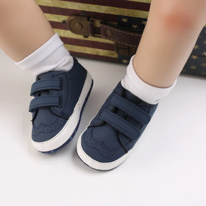 Lucky Blue Newborn Infant Toddler Boy Girl Casual Breathable Soft Cloth Bottom  Anti-slip PU Leather First Walkers Canvas Shoes