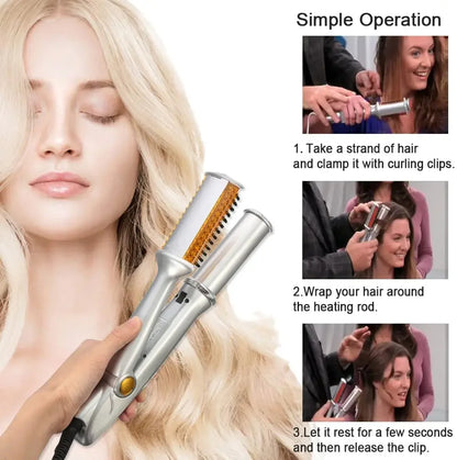 Professional Hairs Curler Straighter Rotating Hair Brush Curler Styler Hair Styling Tools Curling Iron Straighten Brush 2 In 1