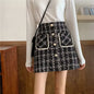 Tweed Skirts for Women Solid High Waist Slimming Skirts Autumn Spring 2025 Buttons Double Breasted Tweed Wool Mini Skirt