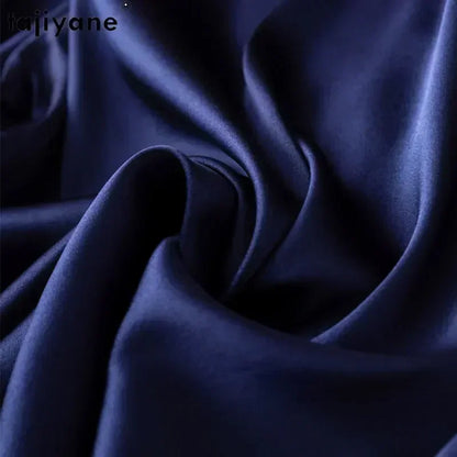 Tajiyane Women's 93% Mulberry Silk 7% Spandex 19 momme satin Silk Buttons long sleeve shirt Top Blouse office work chemise femme